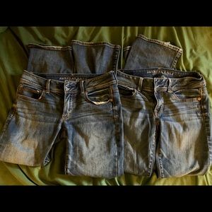 Lot of 2 AE American Eagle AEO Kick Boot Super Stretch Light/Medium Wash Jeans 6